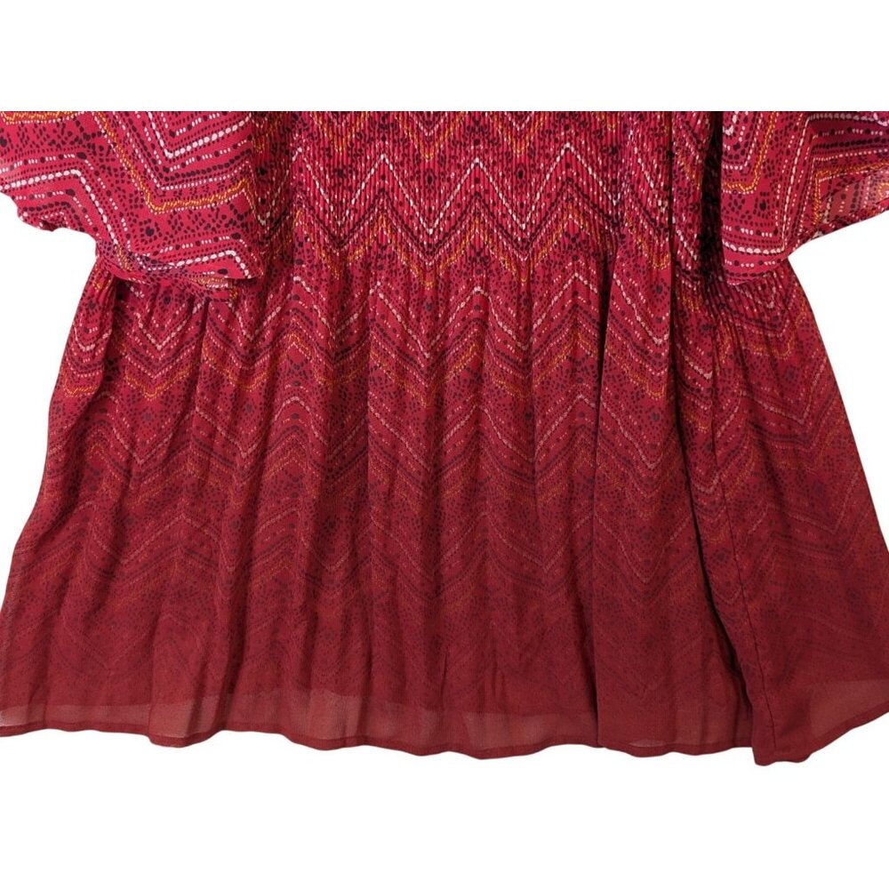 Catherines Top Women Plus sz 1X Artsy Pleated Sheer Stretch Boho Career Western - Picture 5 of 12